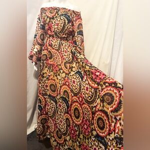 Spy Zone Sz M Floral Paisley Print Maxi Dress Flowy Boho Chic Cottagecore Fairy